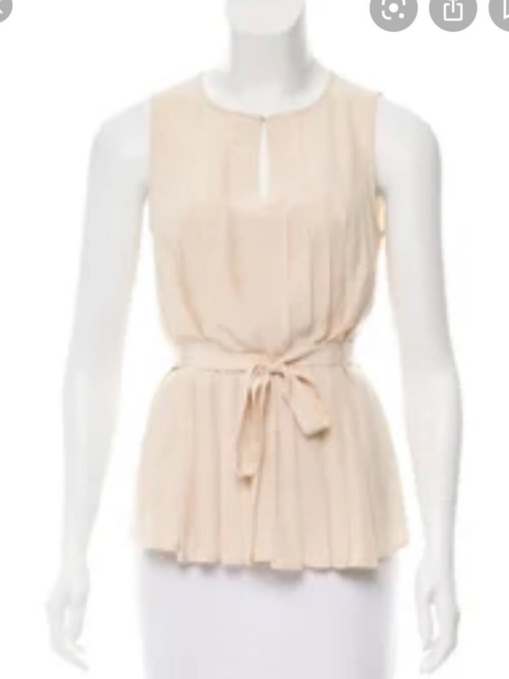 DVF silk pleated Belgin top with tie waist